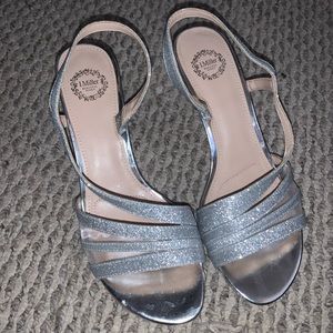 Glittery silver heels